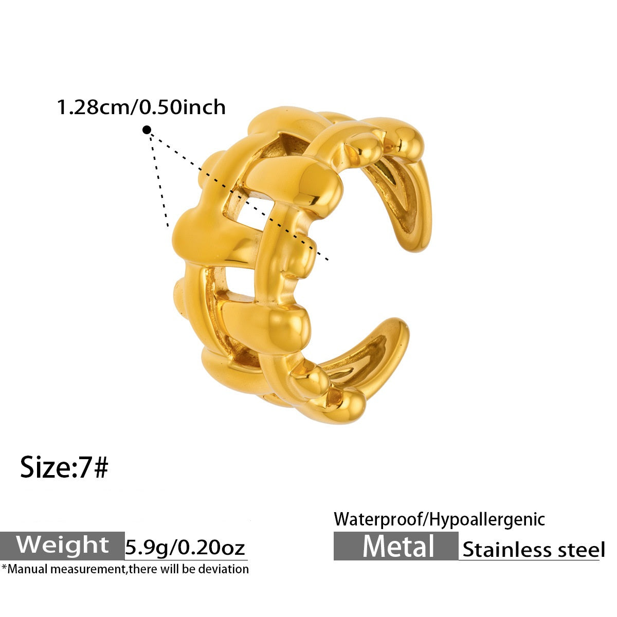 Zanjeer Adjustable Chunky Link Ring