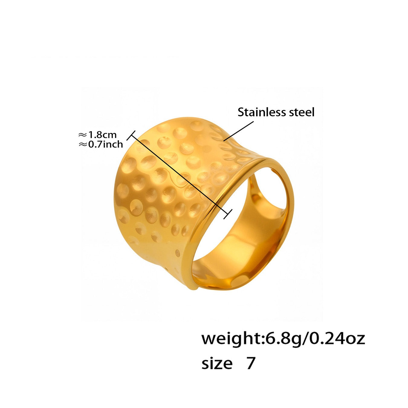 Dinar Adjustable Hammered Saddle Ring