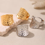 Dinar Adjustable Hammered Saddle Ring