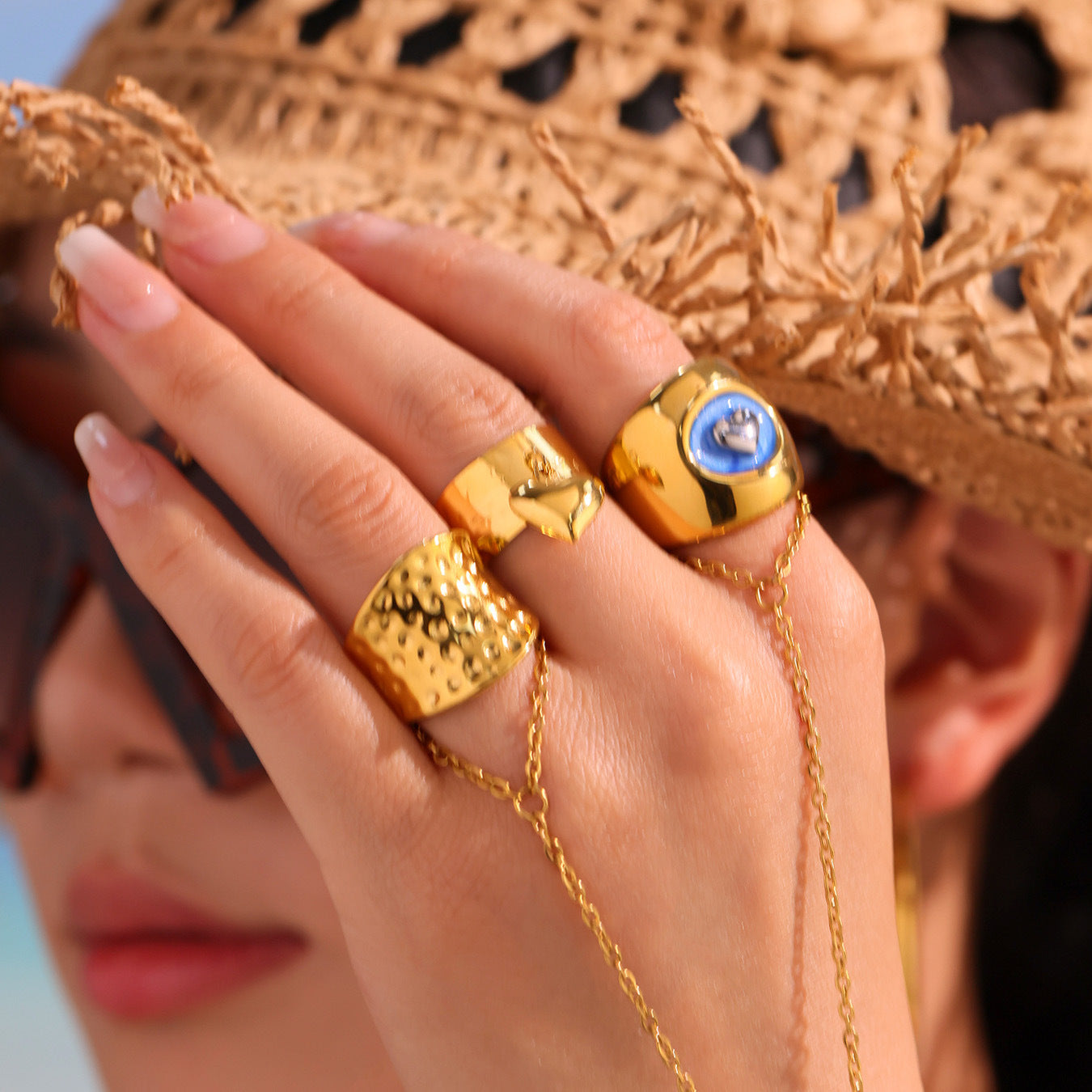 Dinar Adjustable Hammered Saddle Ring