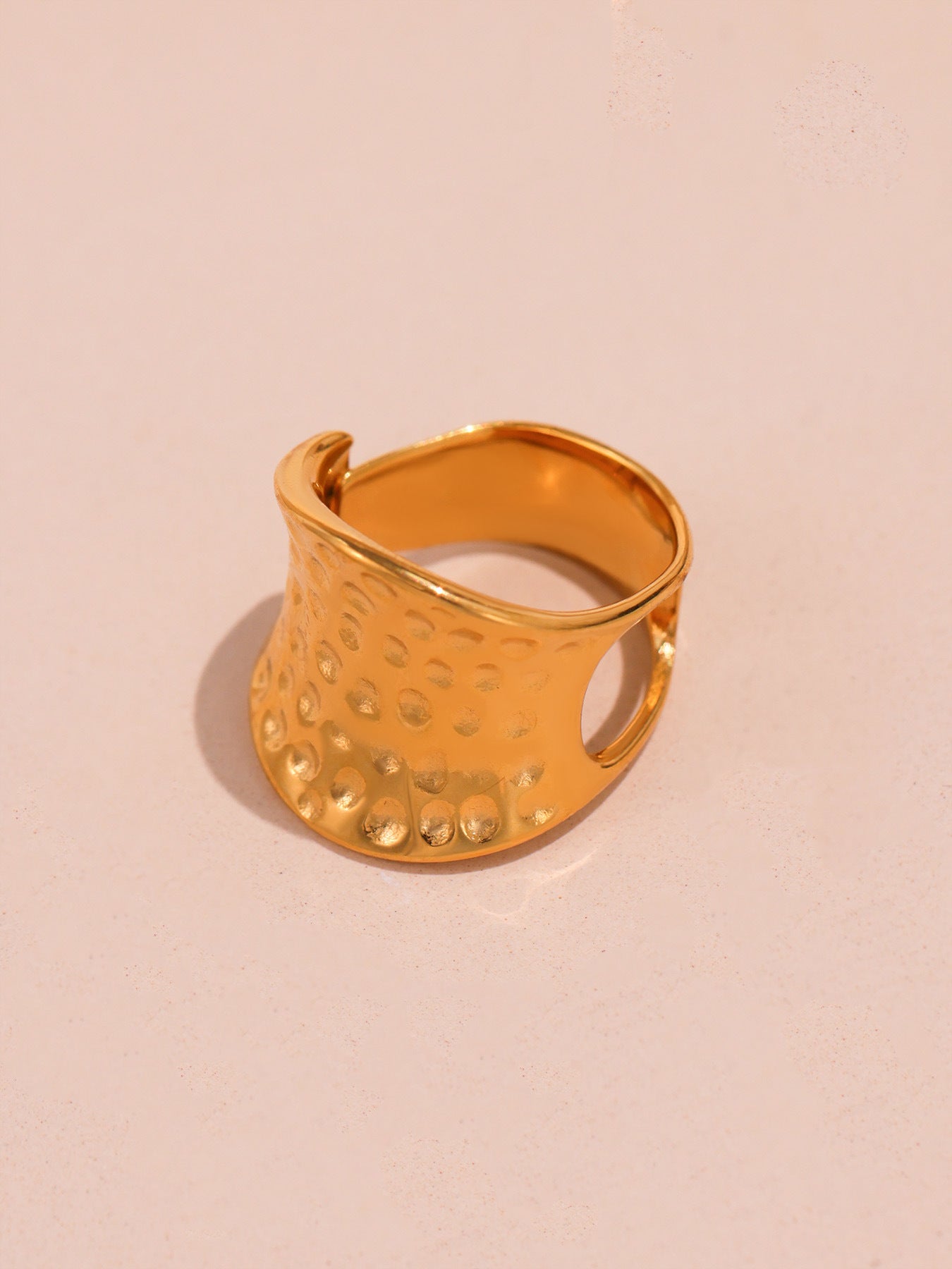 Dinar Adjustable Hammered Saddle Ring