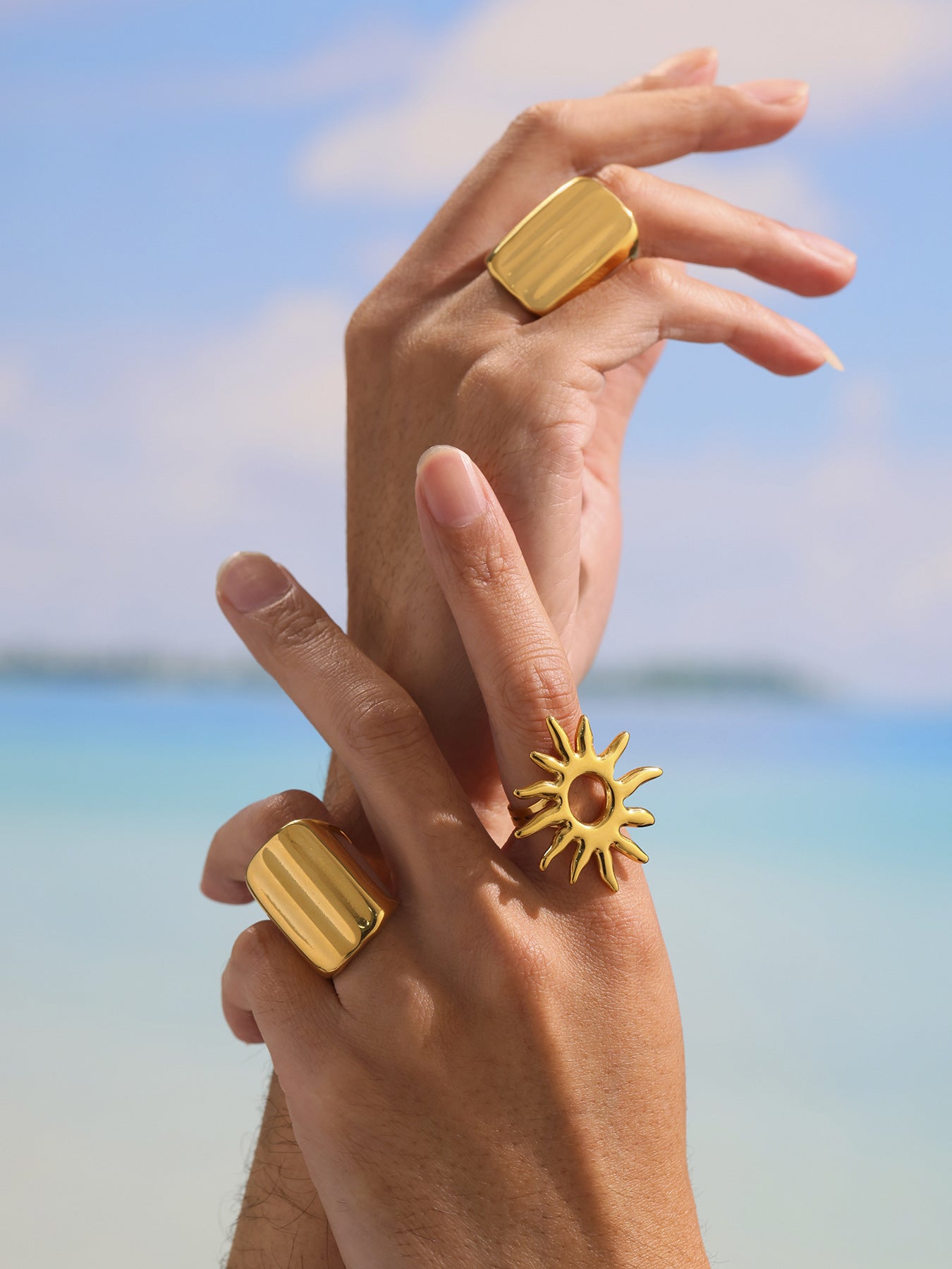 Shams Adjustable Open Sunburst Ring