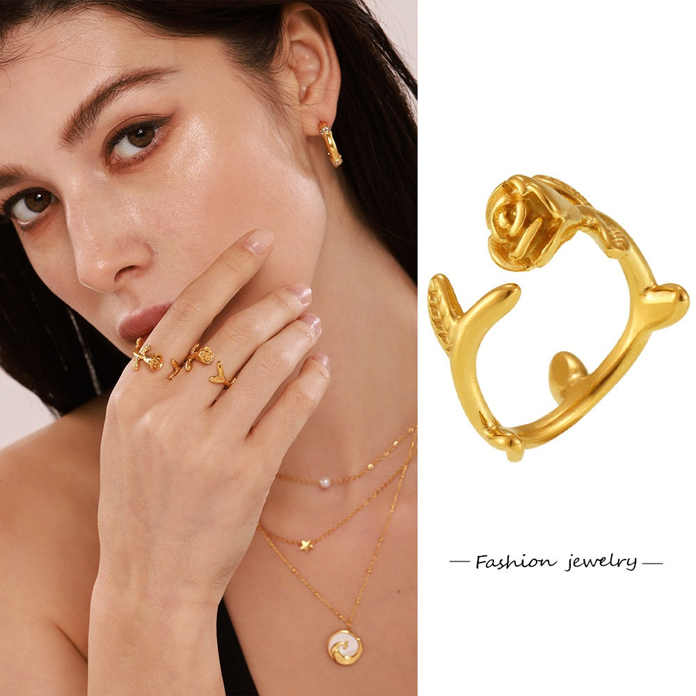 Warda Adjustable Rose Stem Ring