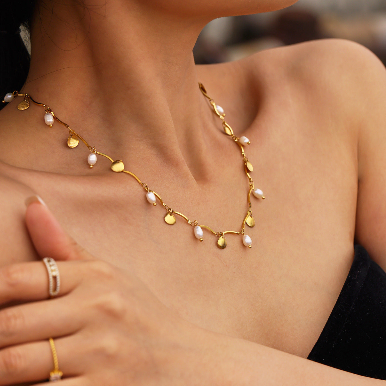 Sikka Pearl Charm Necklace