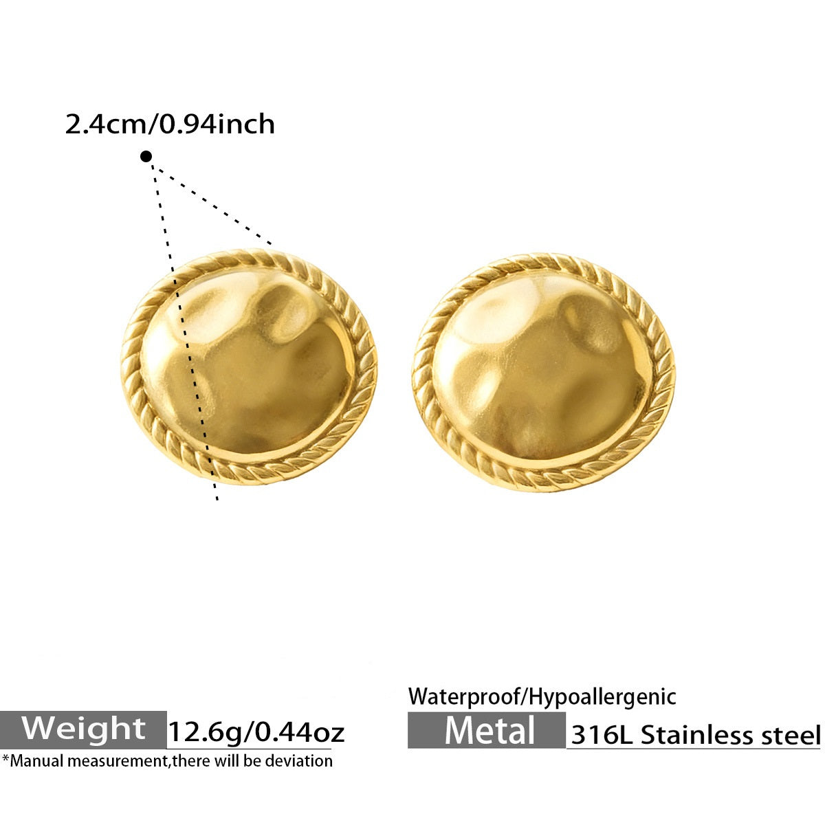 Dinar Hammered Studs