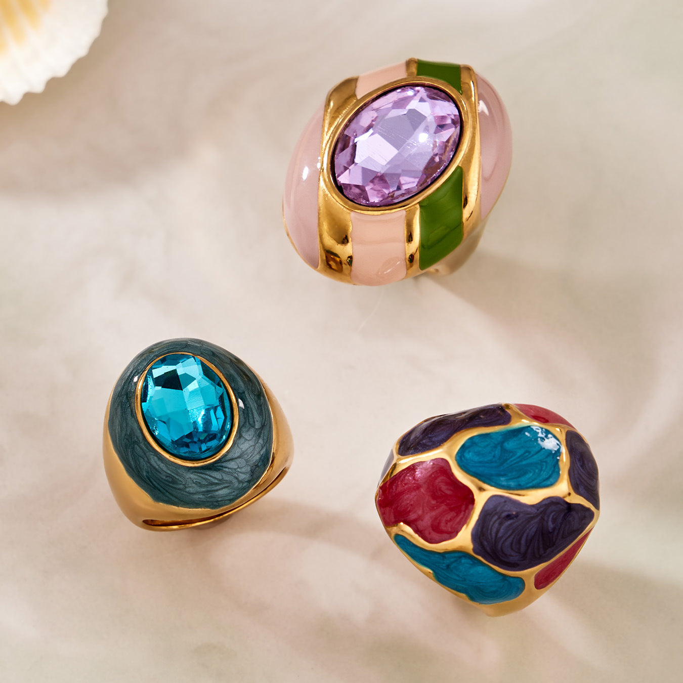 Mughal Cocktail Ring — Amethyst Tone