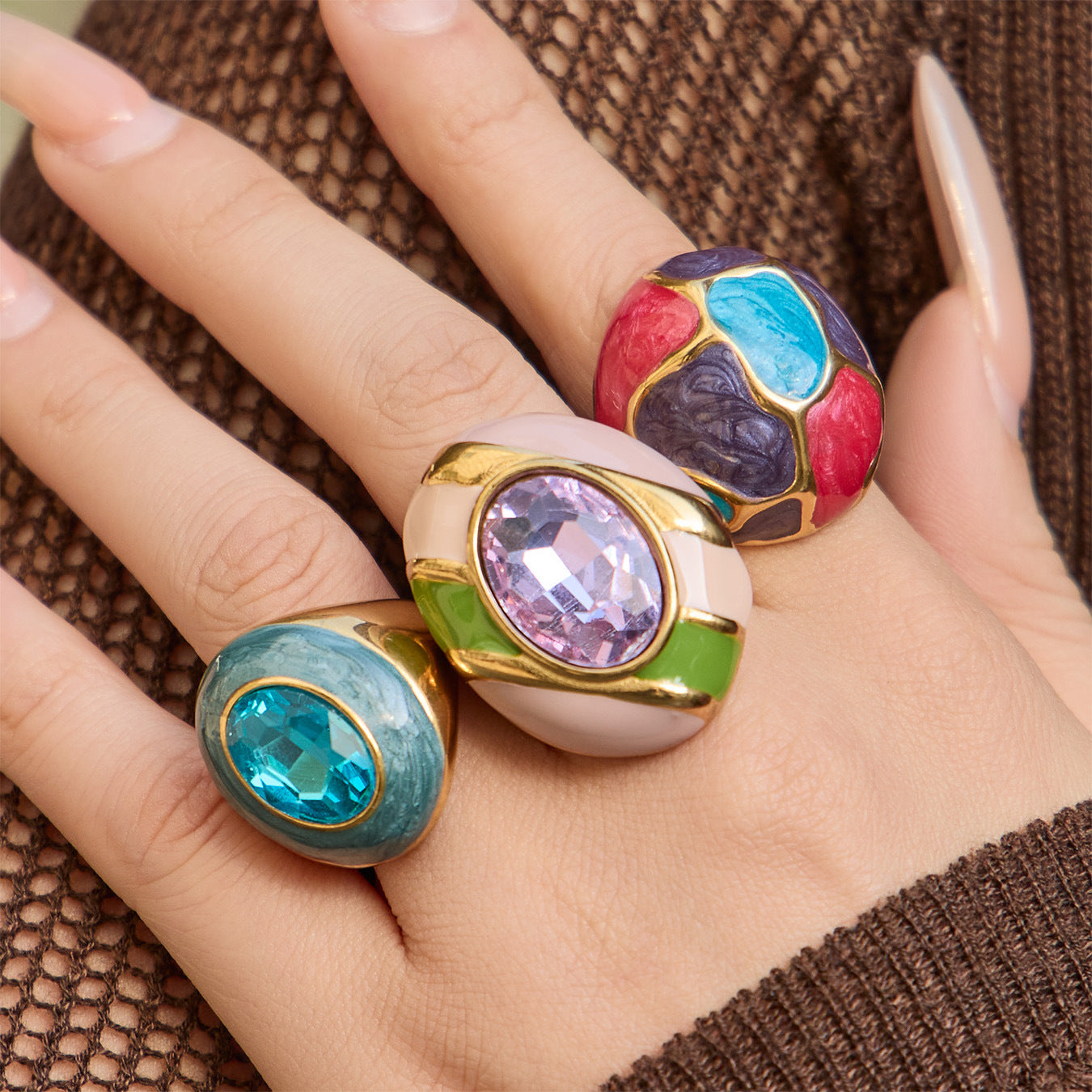 Mughal Cocktail Ring — Amethyst Tone