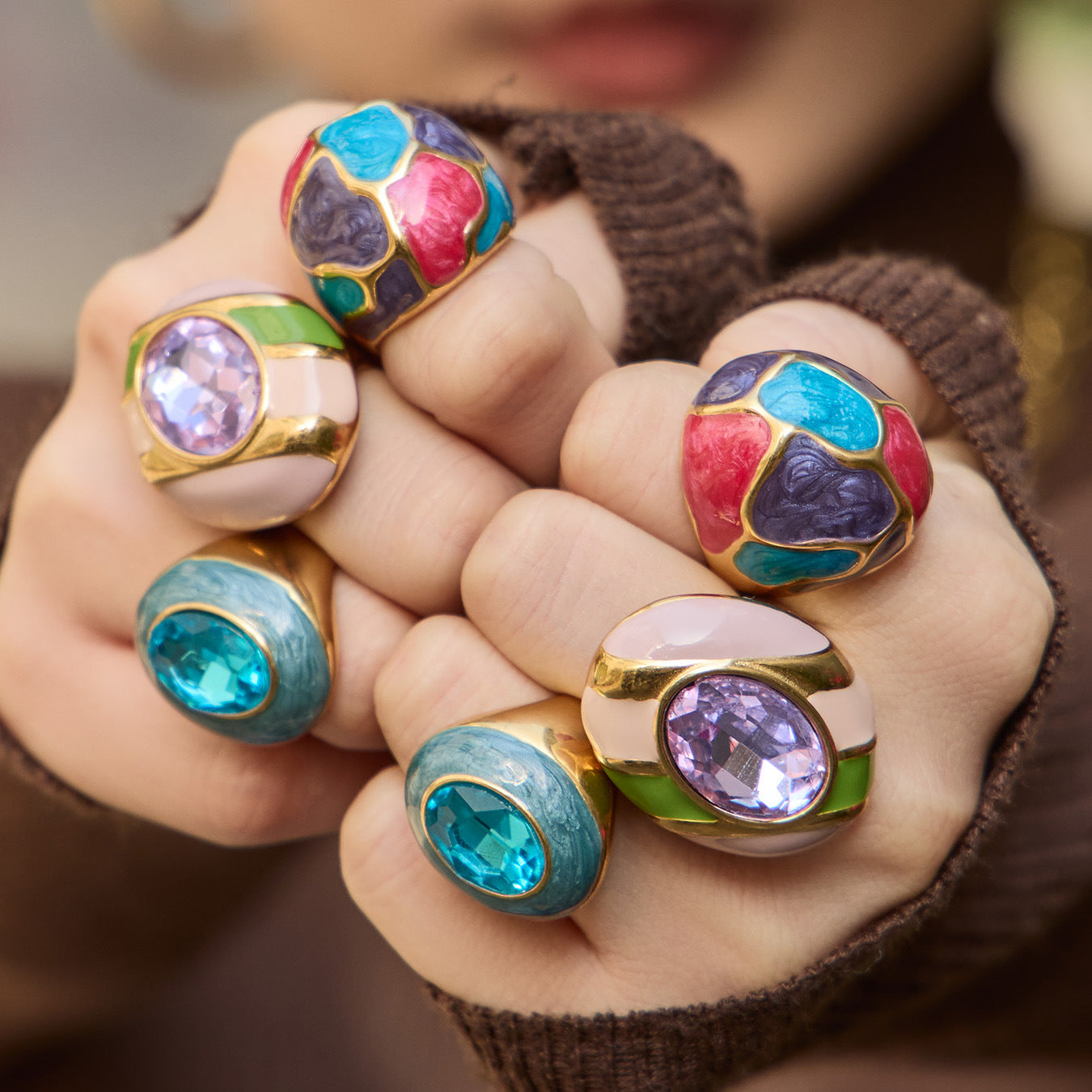 Mughal Cocktail Ring — Amethyst Tone