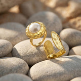 Dinar Adjustable Hammered Wrap Ring