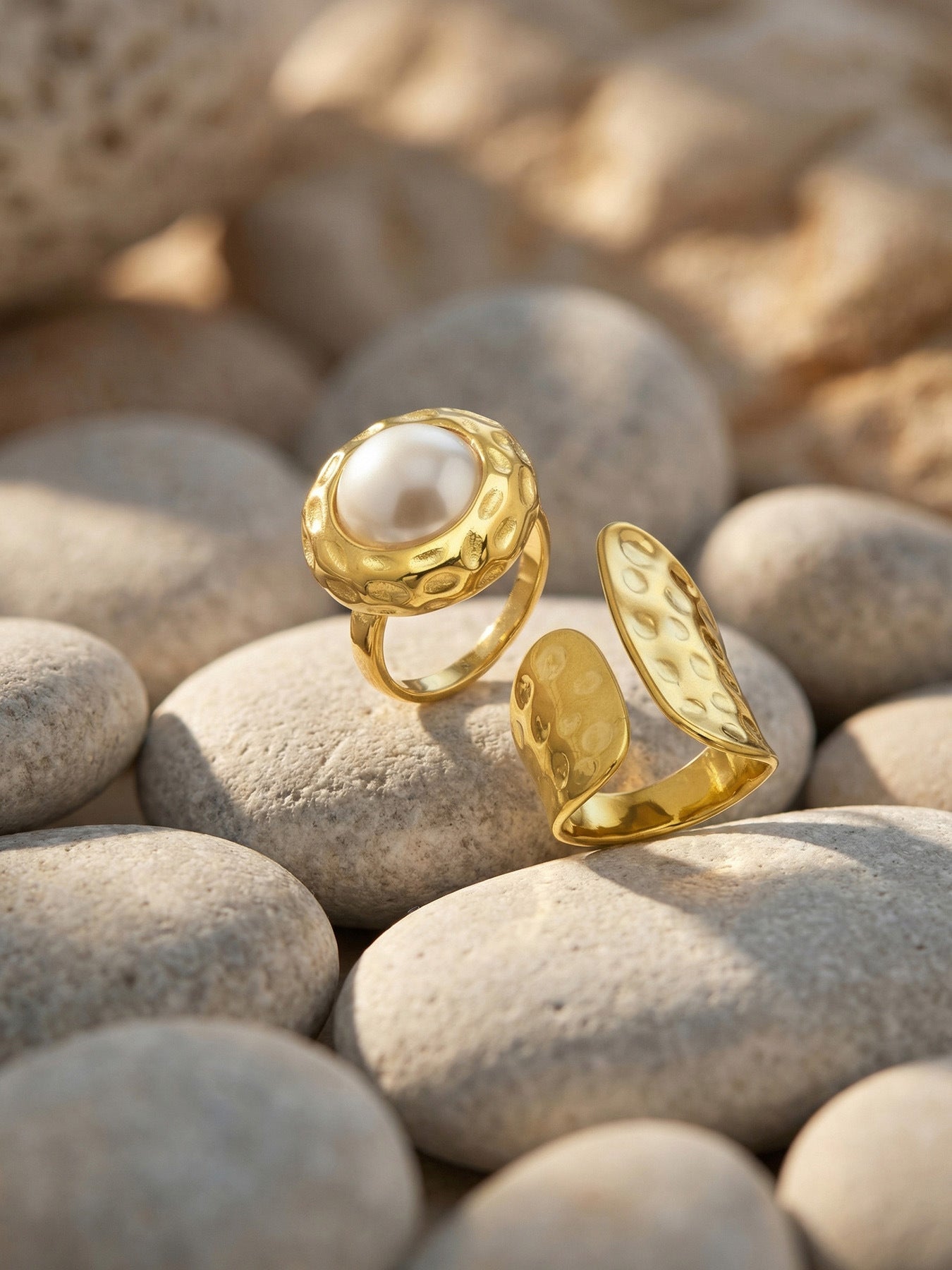 Dinar Adjustable Hammered Wrap Ring