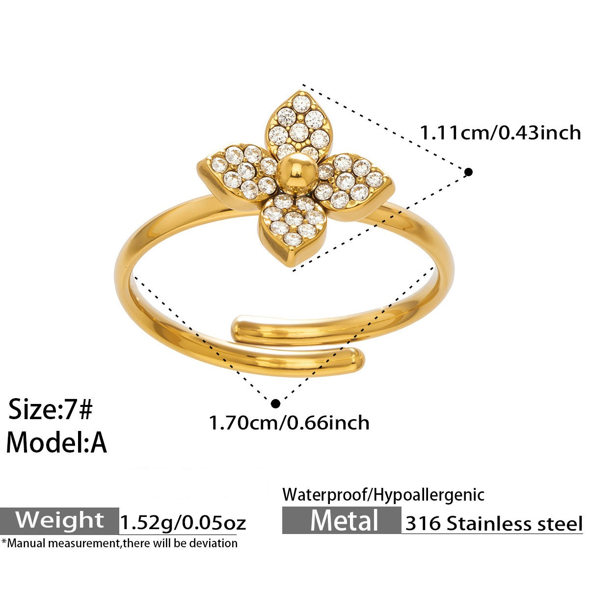 Shalimar Adjustable Quatrefoil Ring