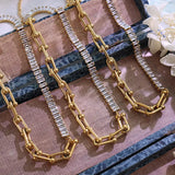 Horseshoe Gold and Stone Tennis Necklace
