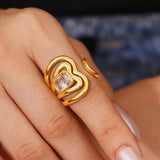 Hugged by a Heart Adjustable Ring