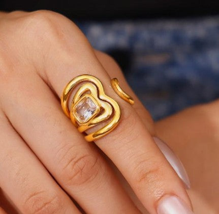 Hugged by a Heart Adjustable Ring