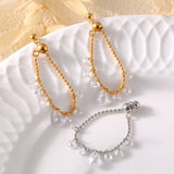 Crystal Teardrop Ball Chain Adjustable Ring