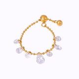 Crystal Teardrop Ball Chain Adjustable Ring